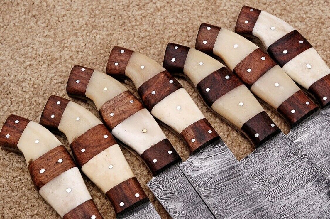 HS-133 '' 7”pieces Handmade HAND FORGED DAMASCUS STEEL CHEF KNIFE Set KITCHEN Knives SET