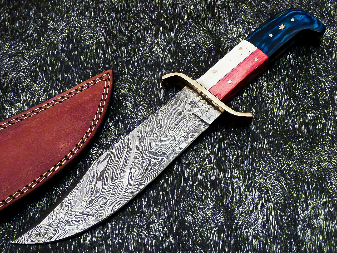 HS-379 '' Custom Hand Forged Damascus Steel 12" Bowie Hunting Knife BONE / WOOD