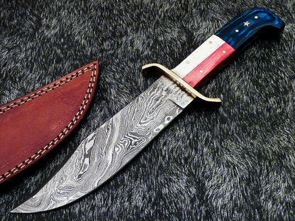 HS-379 '' Custom Hand Forged Damascus Steel 12" Bowie Hunting Knife BONE / WOOD