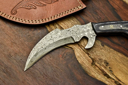 HS-904 Custom Handmade Damascus Hunting Blade Karambit Camping Full Tang Knife Gifts