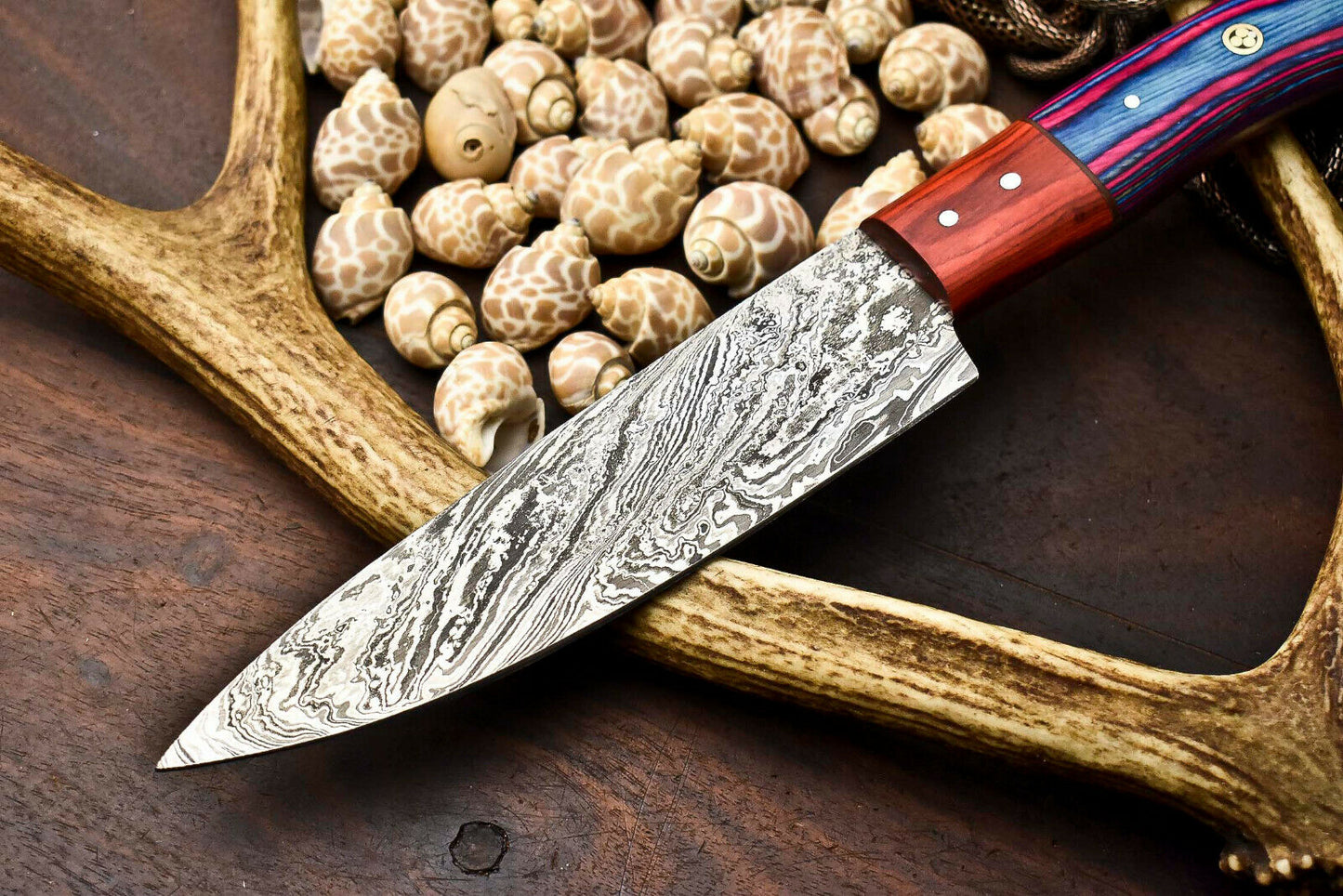 HS-282 Hand Made Damascus Steel Blade Chef Kitchen Full Tang Knife | Hard Wood