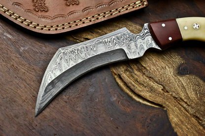 HS-902Handmade Damascus Hunting Blade Karambit Full Tang Knife Best Gifts