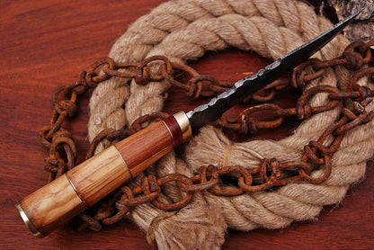 HS-431 | Custom Handmade Damascus Steel Hunitng Knife Camping - Wood Handle
