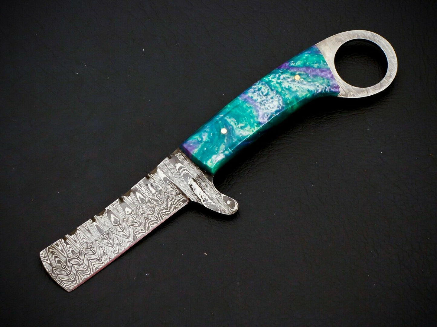 Hand Forged Damascus Steel Bull Cutter Knife 7.5" – Full Tang | HS-962