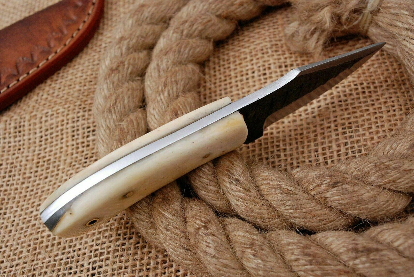 HS-748 6.0'' Custom Handmade High Carbon Mini Skinner Knife With Camel Bone Handle