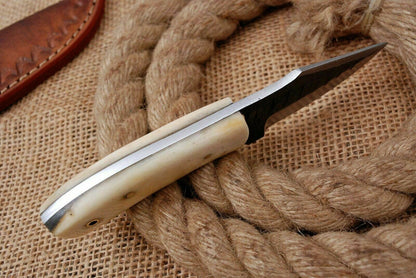 HS-748 6.0'' Custom Handmade High Carbon Mini Skinner Knife With Camel Bone Handle
