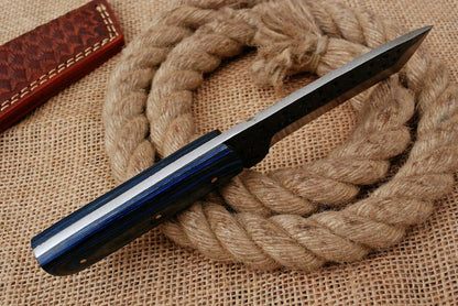 HS-742 Custom Handmade Railroad Steel Tanto/Skinner Knife With Hard Wood Handle