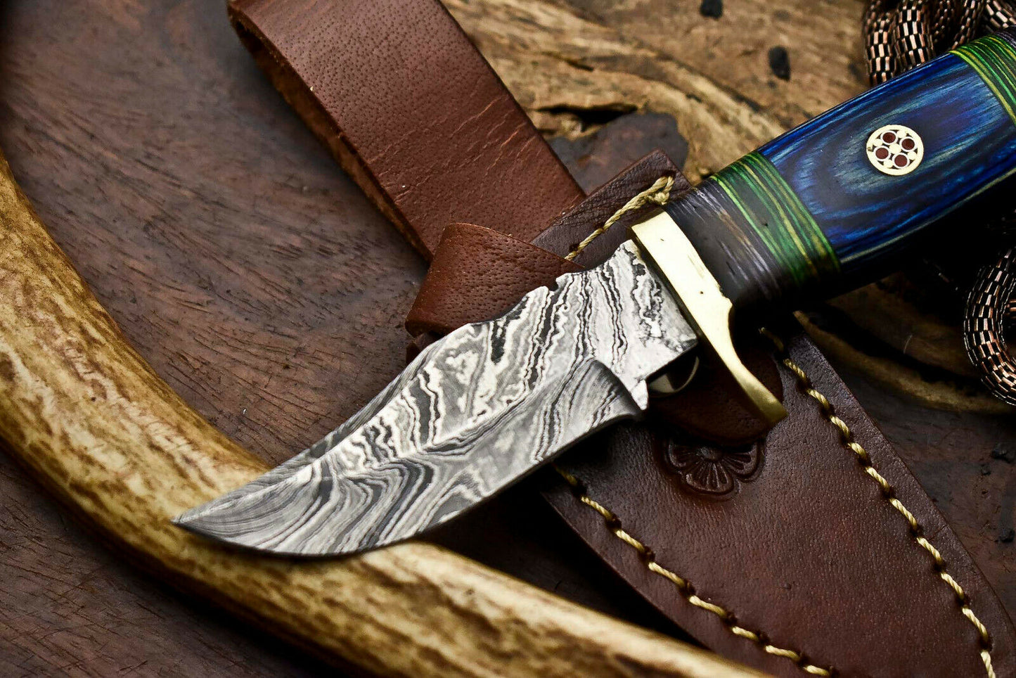 HS-676 Custom HandMade Damascus Steel Blade Hunting Miniature Knife | HARD WOOD