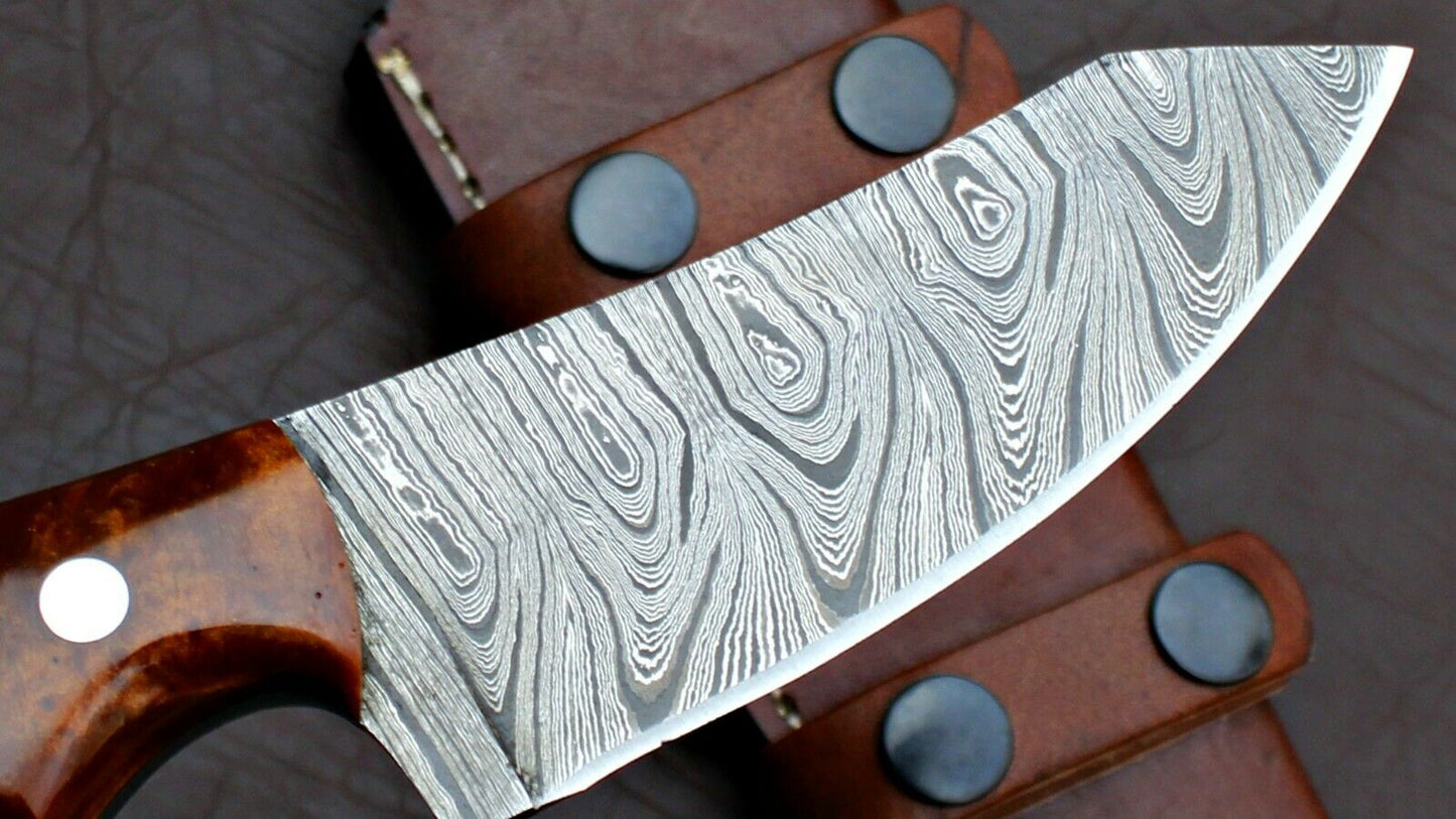 HS-588 CUSTOM HANDMADE DAMASCUS STEEL HUNTING CAMP SKINNER KNIFE