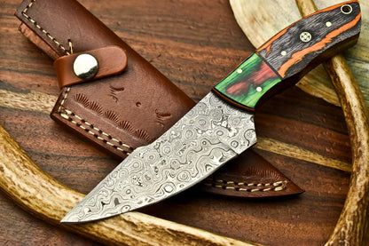 HS-606 Handmade Damascus Skinning Blade Camping Full Tang Knife