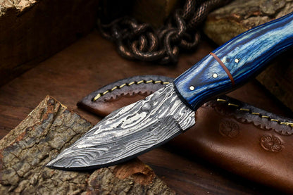 HS-675  Custom Handmade Damascus Steel Skinner Knife - Beautiful Hard Wood Handle