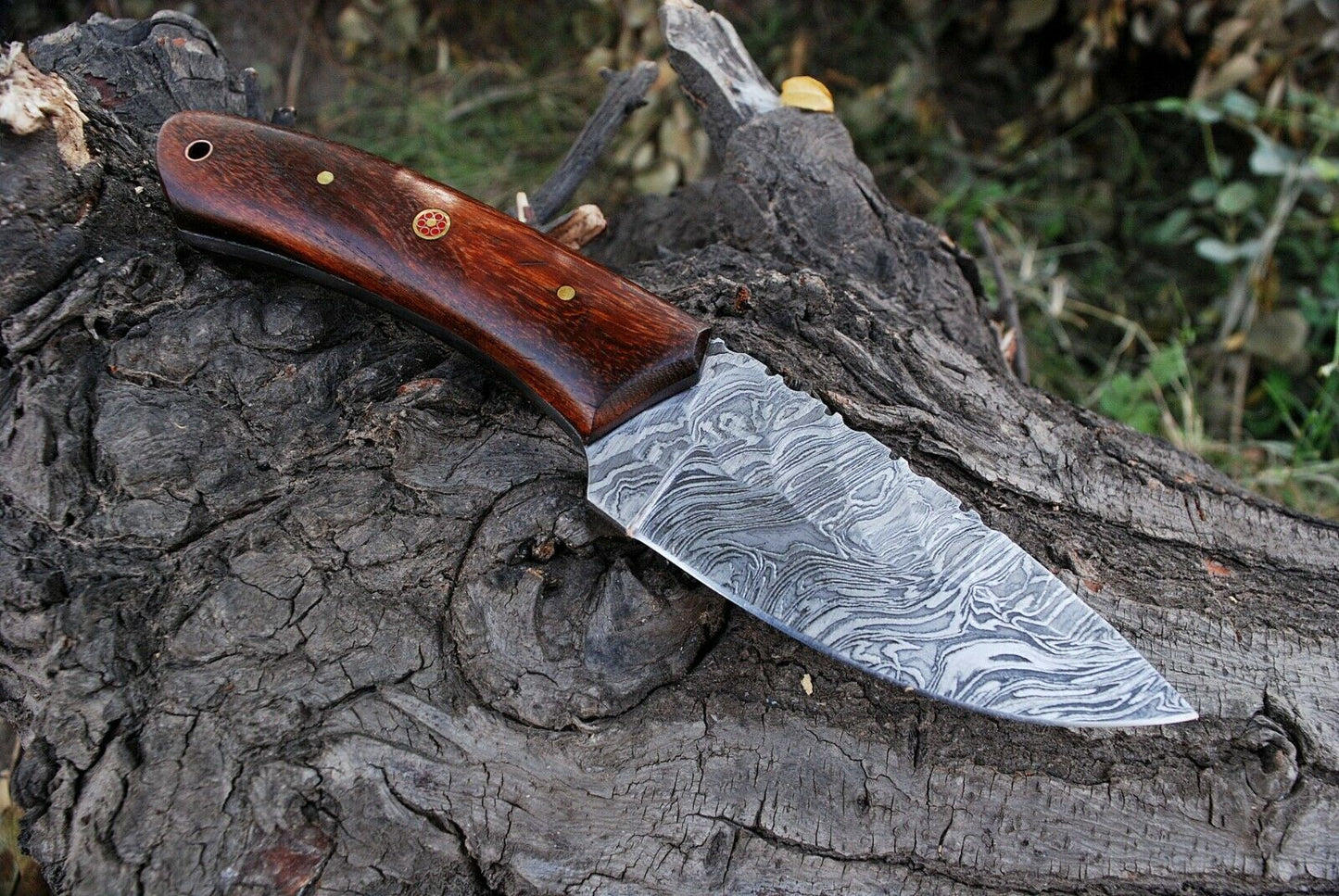 HS-560  8" Custom Hand Forged Damascus Steel Drop Point Blade Hunting Knife
