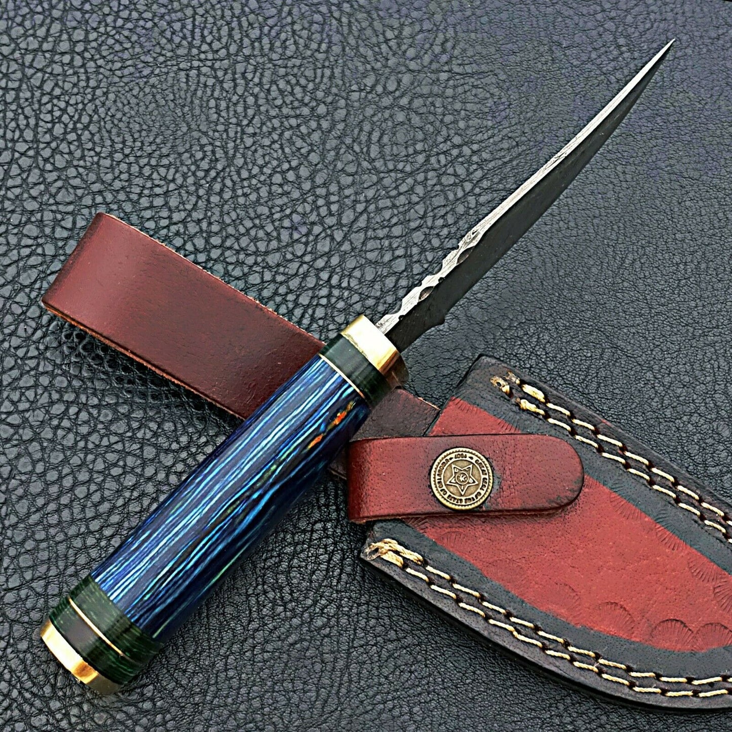 HS-419 | Custom Handmade Damascus Steel Hunting Knife - Beautiful Hard Wood Handle