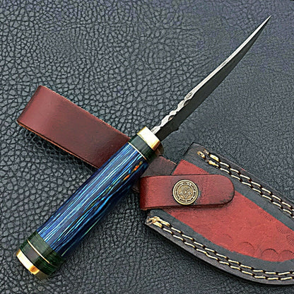 HS-419 | Custom Handmade Damascus Steel Hunting Knife - Beautiful Hard Wood Handle