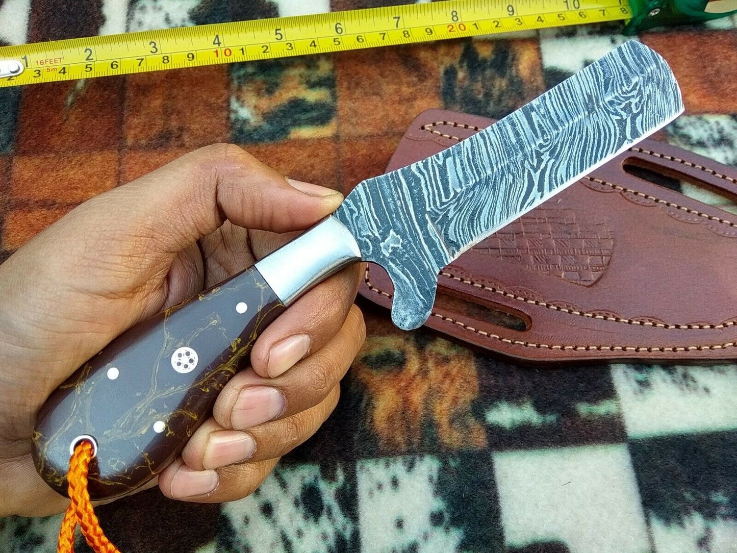 HS-989 COWBOY KNIFE CUSTOM HANDMADE EDC DAMASCUS HUNTING KNIFE
