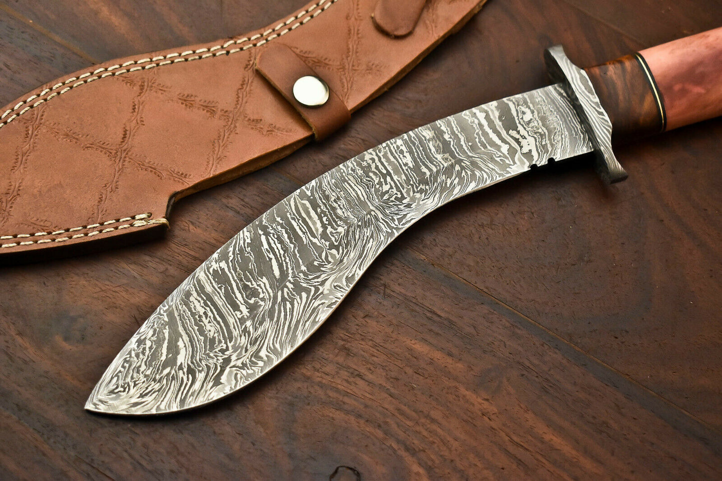 HS-869 Custom Handmade Damascus Steel Hunitng/Kukri Knife - Colour Camel Bone Handle