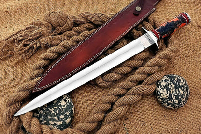 HS-1099 | Custom Handmade Steel D2 Fighter Hunting Combat Mini Sword knife With Resin Handle