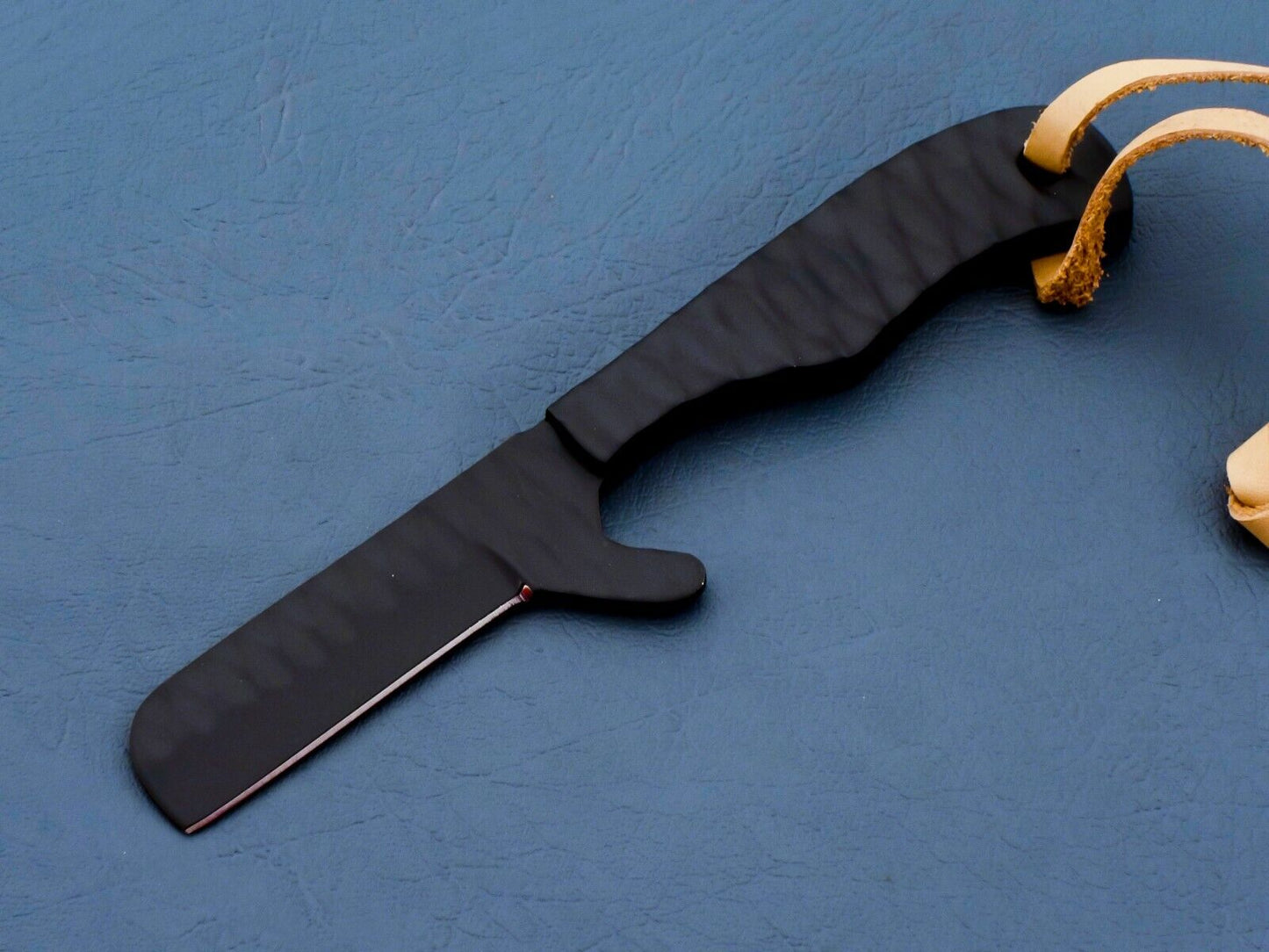 HS-947 Hand Forged J2 Steel Bull Cutter Knife – 2.75" Blade, Ceramic Finish, Leather Sheath