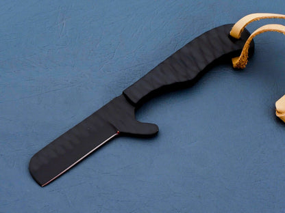 HS-947 Hand Forged J2 Steel Bull Cutter Knife – 2.75" Blade, Ceramic Finish, Leather Sheath
