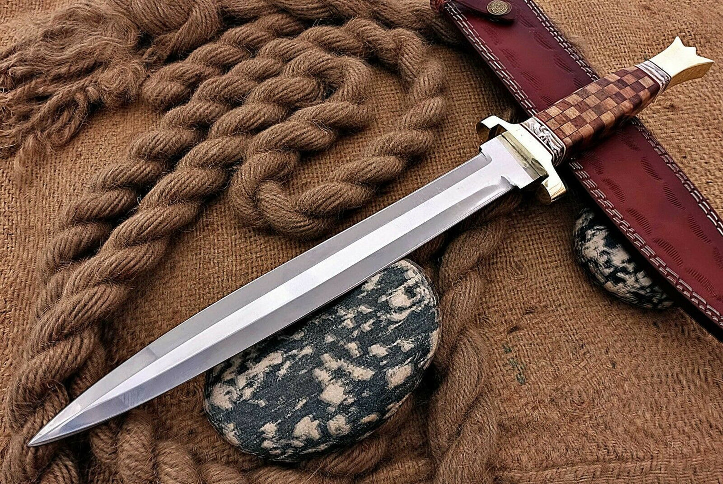 HS-1103 | Custom Handmade Steel D2 Fighter Hunting Combat Mini Sword knife With Wood Handle
