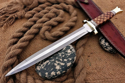 HS-1103 | Custom Handmade Steel D2 Fighter Hunting Combat Mini Sword knife With Wood Handle