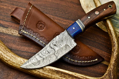 HS-626 Handmade Damascus Skinning Blade Camping Full Tang Knife