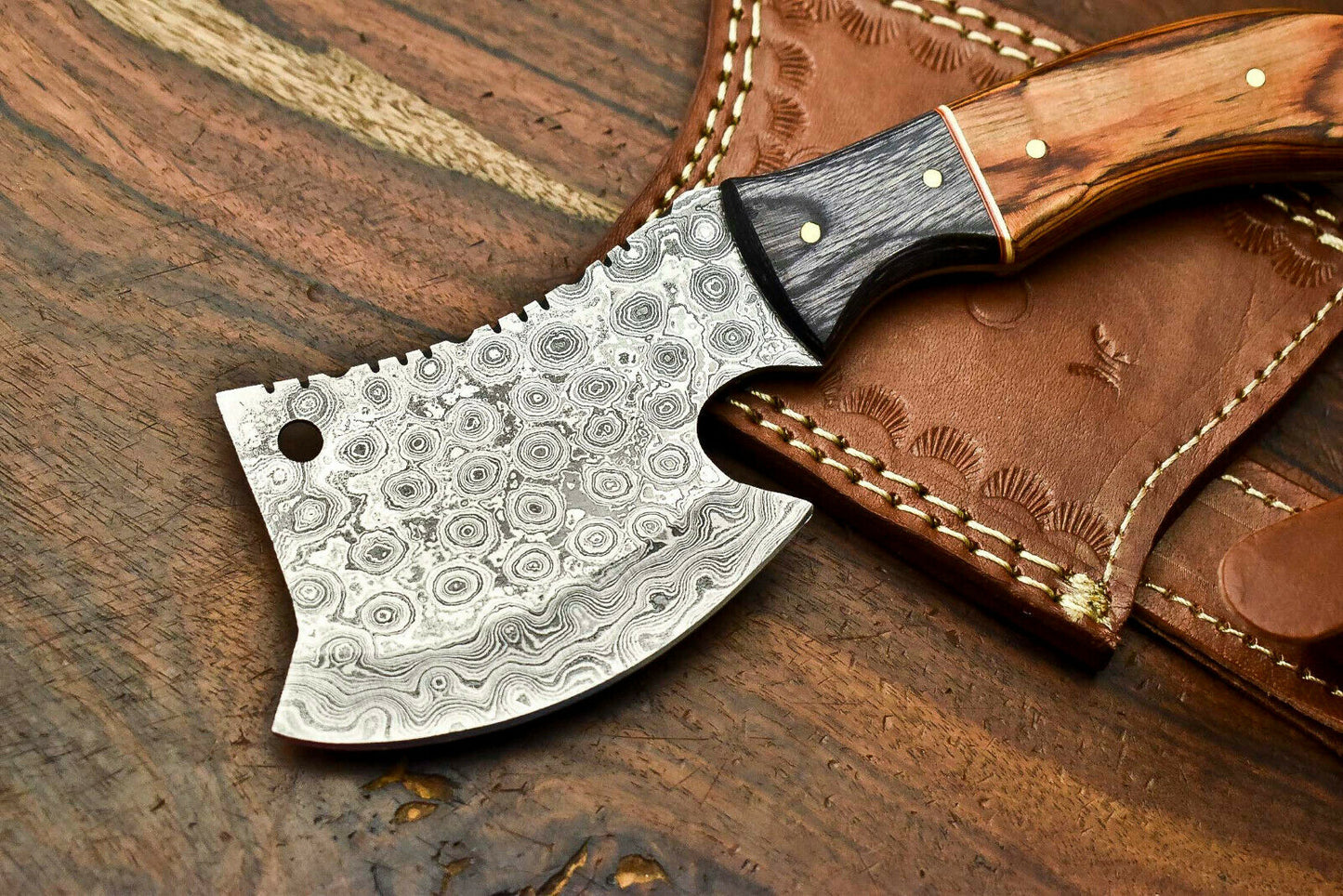 HS-1051 Handmade Damascus Mini Axe  Blade Camping Full Tang Axe Beautiful Handle