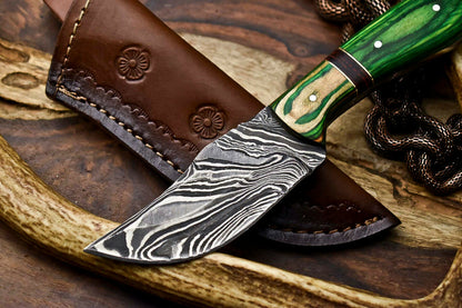 HS-672 Custom Handmade Damascus Steel Skinner Knife - Beautiful Hard Wood Handle