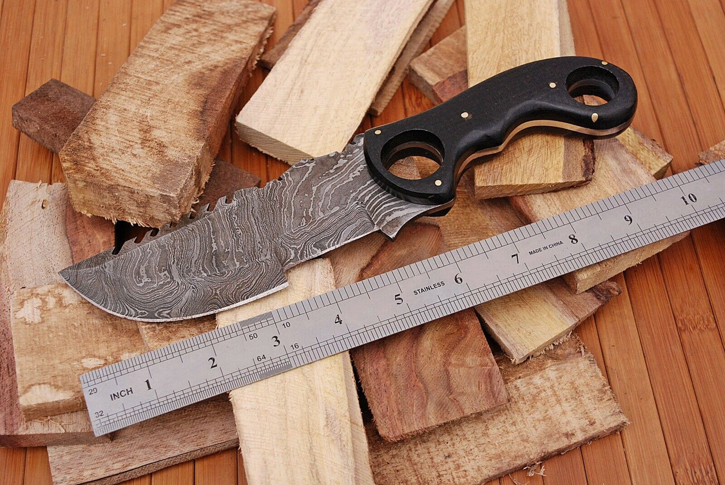 HS-930 Custom Handmade Damascus Steel Hunting/Tracker knife - Aweosme Micarta  Handle