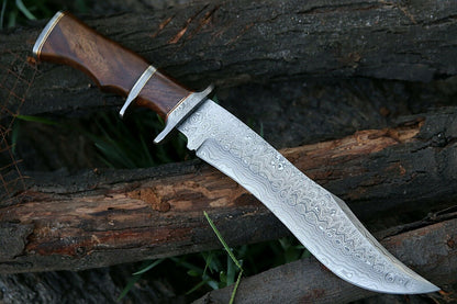 HS-304 CUSTOM 14'' DAMASCUS KNIFE, Handmade, Damascus Steel Bowie knife, with sheath ..
