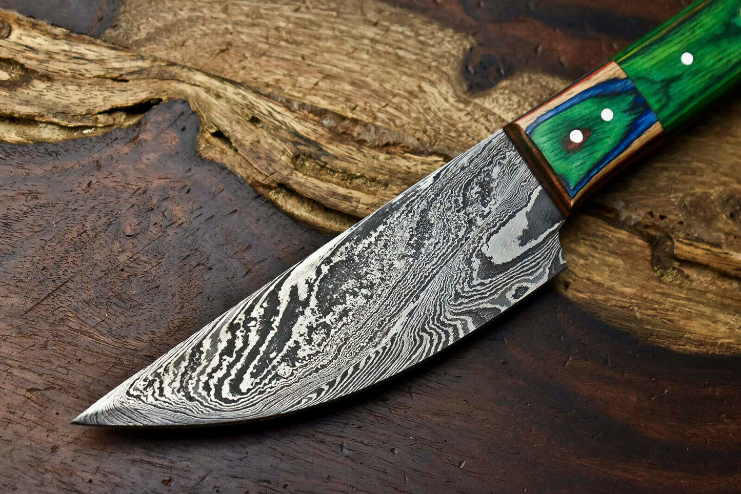 HS-609 Hand Made Damascus Steel Blade Chef Kitchen Full Tang Knife | HARD WOOD