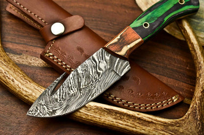 HS-601 Handmade Damascus Skinning Blade Camping Full Tang Knife