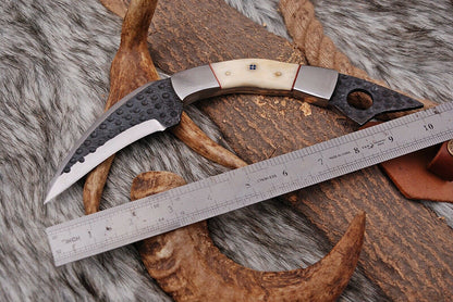 HS-913 Custom Handmade High Carbon Steel Karamabit Knife With Camel Bone Handle