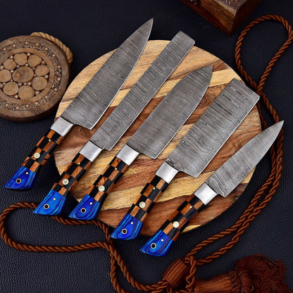HS-134 '' Custom Handmade HAND FORGED DAMASCUS STEEL CHEF KNIFE Set Kitchen Knives