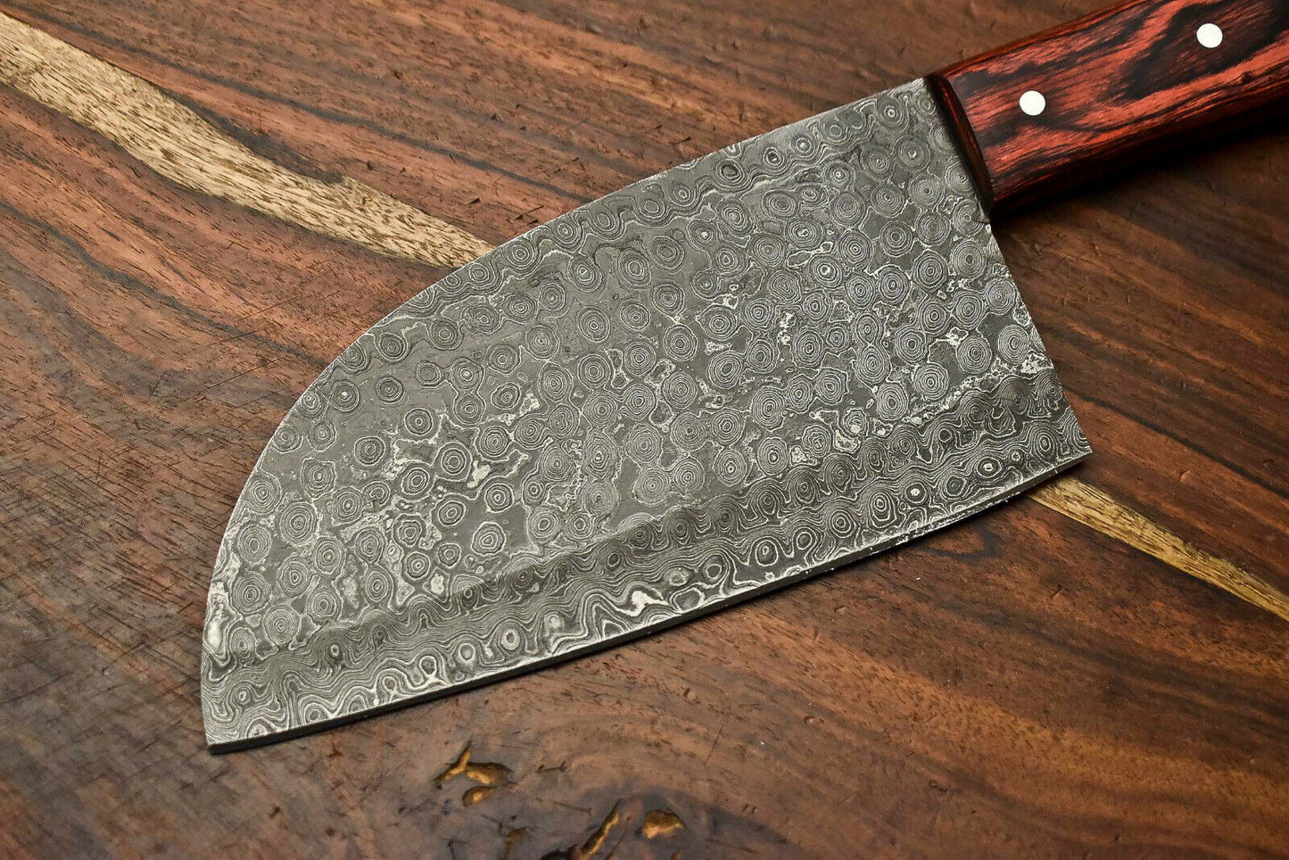 HS-272 Hand Made Damascus Steel Blade Chopper Cleaver Knife Full Tang Knife | Hard Wood