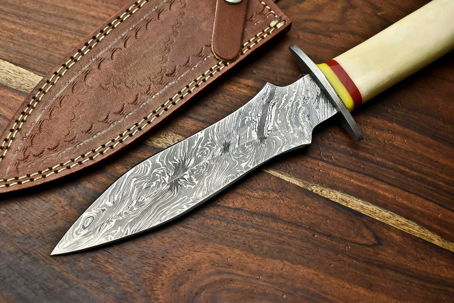 HS-858 Rare!!! Custom HandMade Damascus Steel Dagger Knife | CAMEL BONE