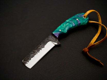 HS-956 Carbon Steel Cowboy Bull Cutter Knife – 7.5 Inch, Resin Handle, Leather Sheath