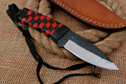 HS-756 Custom Hand Forged Railroad Steel Skinner Knife 8.0 inch Overall And Leather Cord Handle