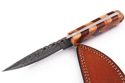 HS-447 | Custom Handmade Damascus Steel Hunting knife - Wood Handle - Good Price