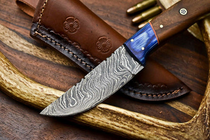 HS-622 Handmade Damascus Skinning Blade Camping Full Tang Knife