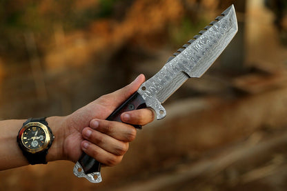HS-369 '' Damascus Steel Handmade Tracker Knife, Best Survival Knife, Custom Knife