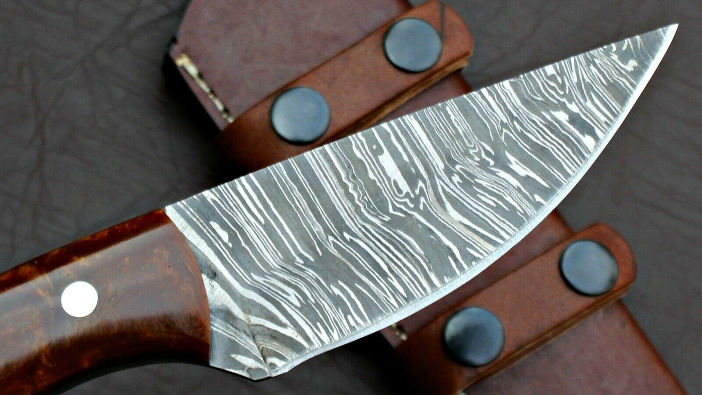 HS-587  CUSTOM HANDMADE DAMASCUS STEEL HUNTING CAMP SKINNER KNIFE