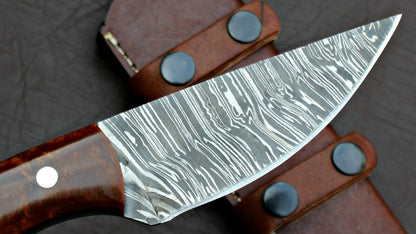 HS-587  CUSTOM HANDMADE DAMASCUS STEEL HUNTING CAMP SKINNER KNIFE