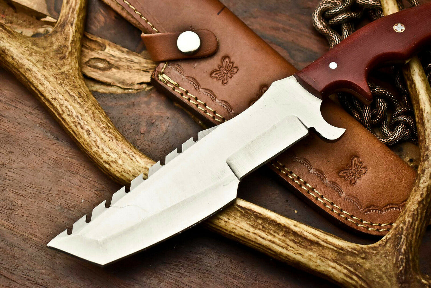 HS-927 Custom Handmade Stainless Steel Tracker Knife - Beautiful Hard Wood Handle