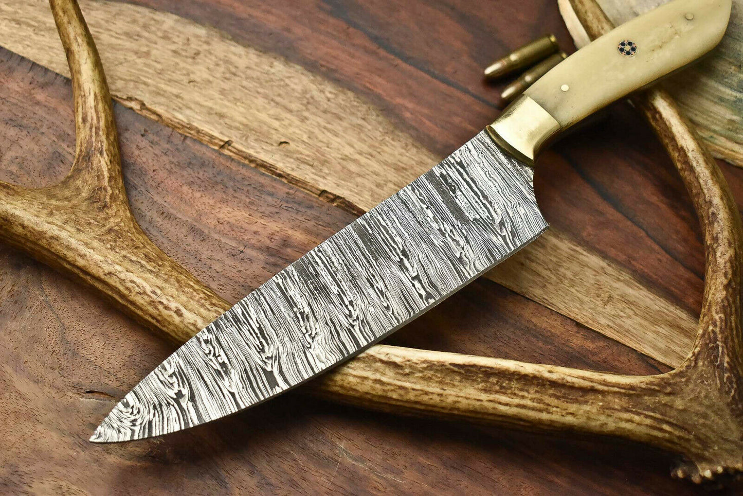 HS-265 Hand Made Damascus Steel Blade Chef Kitchen Full Tang Knife | CAMEL BONE Best gift for mom