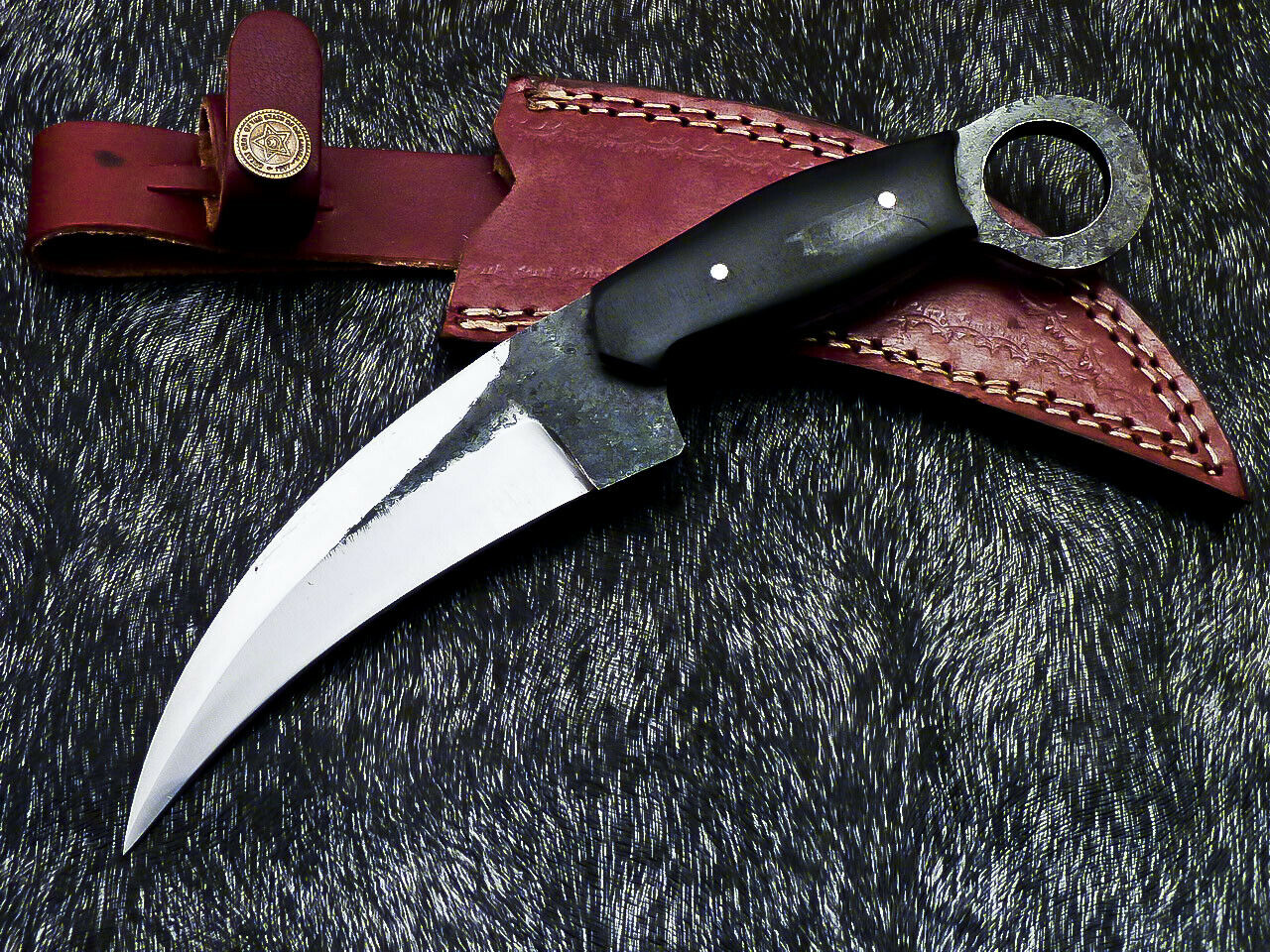 HS-891 Hand Forged Railroad Spike Carbon Steel Blade 11" Karambit Knife