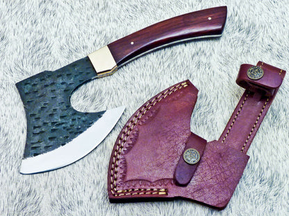 HS-1024 Custom Hand Forged Railroad Spike Carbon Steel Chopper Axe Knife -Wood