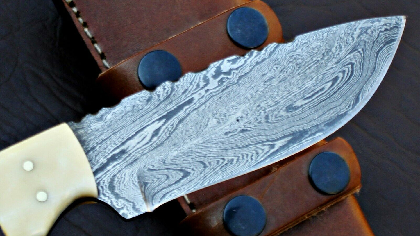 HS-577  CUSTOM HAND FORGED DAMASCUS STEEL HUNTING SKINNER KNIFE