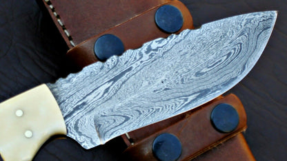 HS-577  CUSTOM HAND FORGED DAMASCUS STEEL HUNTING SKINNER KNIFE
