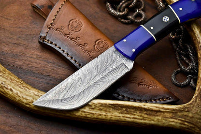 HS-409 | Custom Handmade Camel Bone & Buffalo Horn Handle Damascus Steel Hunting Knife - Great Price